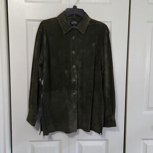 Sonoma‎ Women's 100% Leather Jacket Size Med Button Down Side Slits Collared